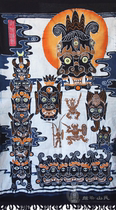 Pure Handicraft Miao Wax Dyeing Painting Wall-mounted Door Curtain batik Wax Dyeing and Decorative Painting Anshun to meet 85 * 155cm