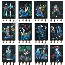 Guizhou Miao ethnic Yunnan Dai ethnic heavy color painting home decoration fresco pure handmade handicraft 54 * 82cm