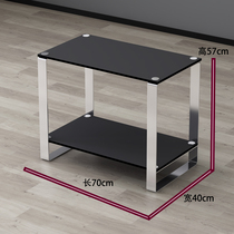 Black tempered glass minimalist modern office tea table combination guests receive single stainless steel long tea table corner a few