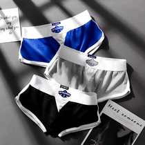 3 Dress Mens Underwear Mens Youth Flat Corner Pants Pure Cotton Breathable Four-corner Pants Head Personality Brief Boy Pants Underpants