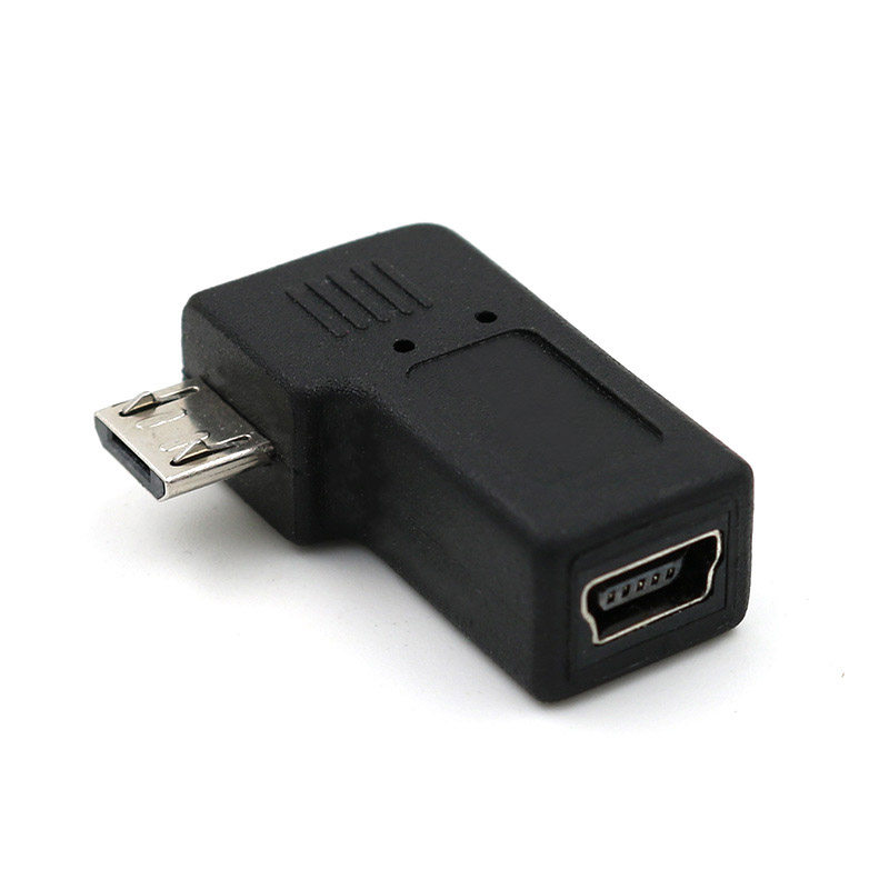 mini usb母转micro usb公转接头t型口转安卓数据线接口90度左右弯