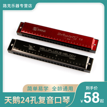 Swan S8 harmonica 24 holes double-pronunciation c harmonica beginner student teaching practice adult performance instrument