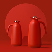 Redf wedding kettle Household glass liner thermos Wedding insulation pot red pair of dowry happy pot