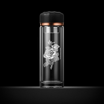 LEIDFOR Redf double glass cup with lid large capacity Cup portable high-end tea cup