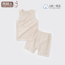 Antarctic baby short sleeve vest set summer newborn baby clothes for men and women children pajamas home clothing Cotton