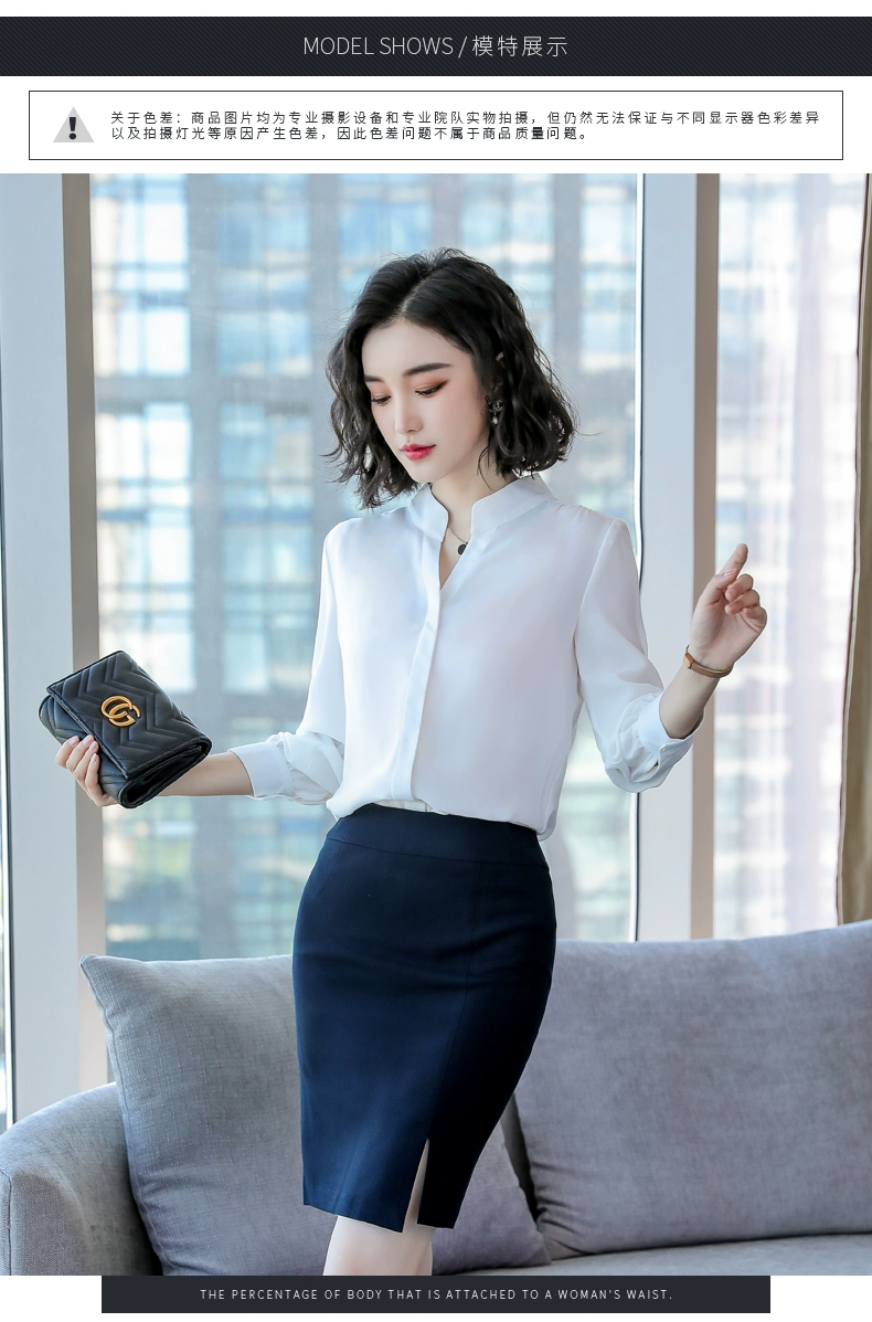 Đầu mùa thu áo sơ mi trắng voan của phụ nữ dài tay áo sơ mi cổ đứng mới người hâm mộ Hàn Quốc hoang dã áo sơ mi giản dị 2019 quần áo phụ nữ mới - Áo sơ mi