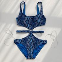 The United States 20 new snake-striped sexy fashion one-piece womens swimsuit Europe and the United States out of the waist appear thin and luxurious gathering swimsuit M33