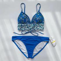 Triumph home American new blue and white porcelain bikini European and American chest gathering sexy high-end split swimsuit MK14