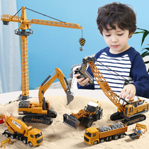 Childrens engineering car set for boys digging earth excavator crane Toy car model alloy big crane lifting hook machine