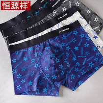 Hengyuanxiang mens underwear Mens boxer shorts Pure cotton comfortable four-legged pants breathable youth tide loose large size shorts