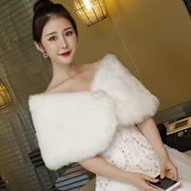 Wedding shawl winter bride wedding warm toast dress cheongsam bridesmaid white coat with Cape