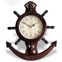Smooth sailing helmsman silent wooden wall clock Living room Feng Shui pendulum clock Chinese whole point timekeeping music timekeeping 6708