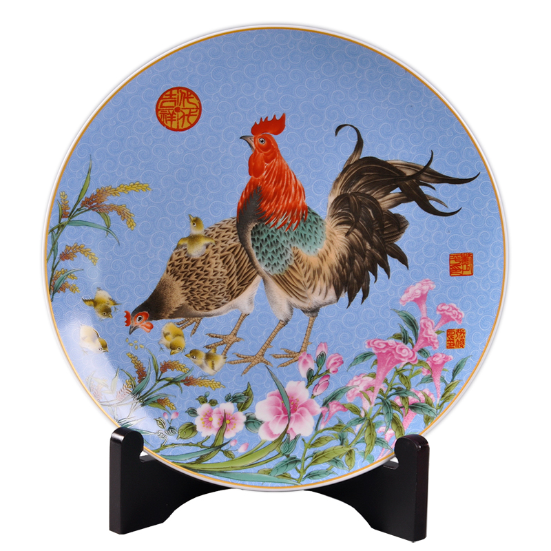 Porcelain, jingdezhen ceramic chicken furnishing articles creative New Year gift Porcelain arts and crafts home sitting room decorate dish