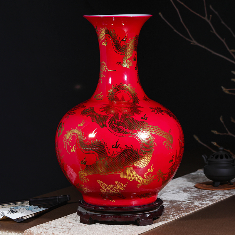 Jingdezhen ceramics of large vase furnishing articles flower arranging Chinese style living room TV cabinet porch place ornament