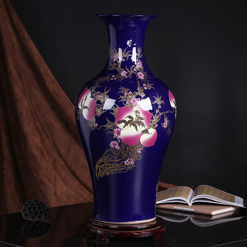 Jingdezhen ceramics large ground vase peony Chinese style household, restaurant decoration craft a new home furnishing articles