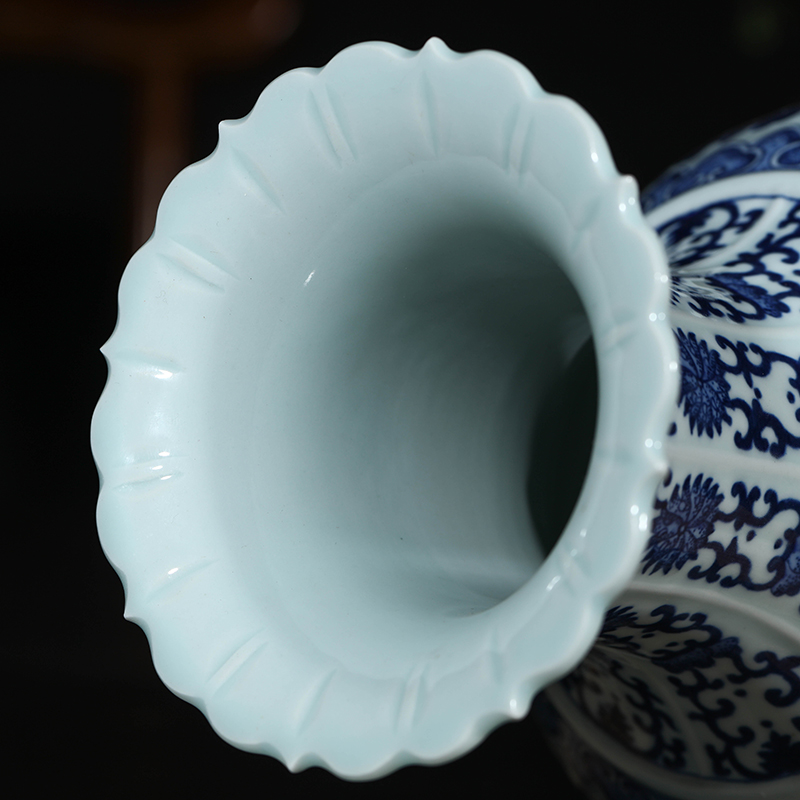 Jingdezhen ceramic vase manual rich ancient frame furnishing articles furnishing articles of blue and white porcelain bottle home sitting room adornment porch