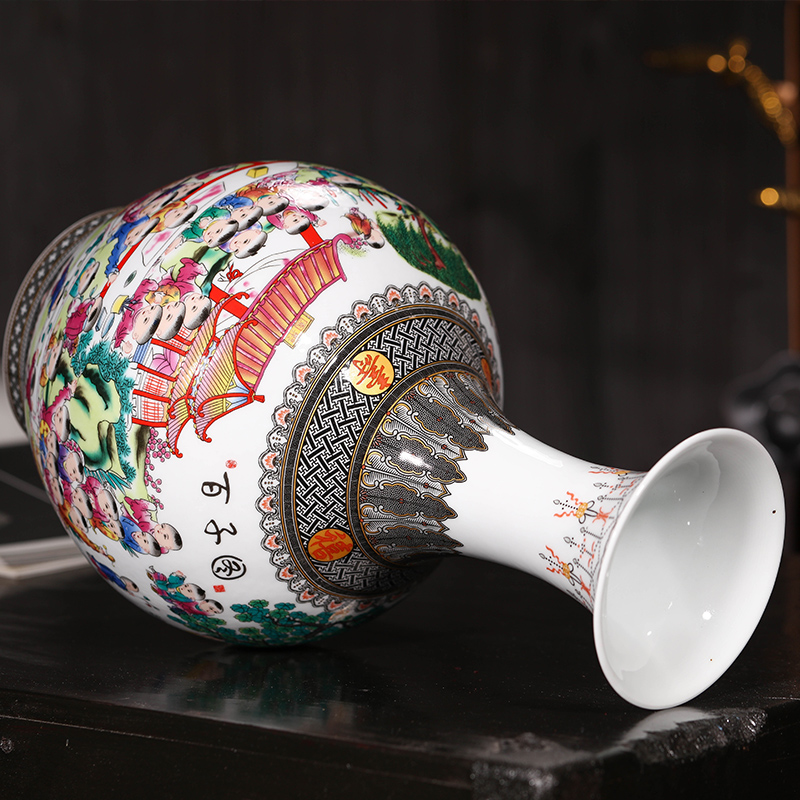 Jingdezhen ceramics vase furnishing articles enamel vase of new Chinese style household adornment rich ancient frame porch decoration