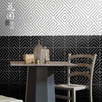 Nordic minimalist style geometric lines black and white labyrinth tile non-slip wall tiles floor tiles random mosaic tiles 200*200