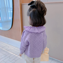 Girls knitted jacket 2021 new Korean version of autumn childrens foreign style little girl spring and autumn baby cardigan sweater