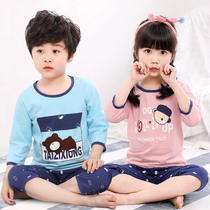 Child Pyjamas Girls Home Clothing Pajamas Suit Pure Cotton Boy Middle Sleeve 70% Sleeve Air Conditioning Wear Thin summer