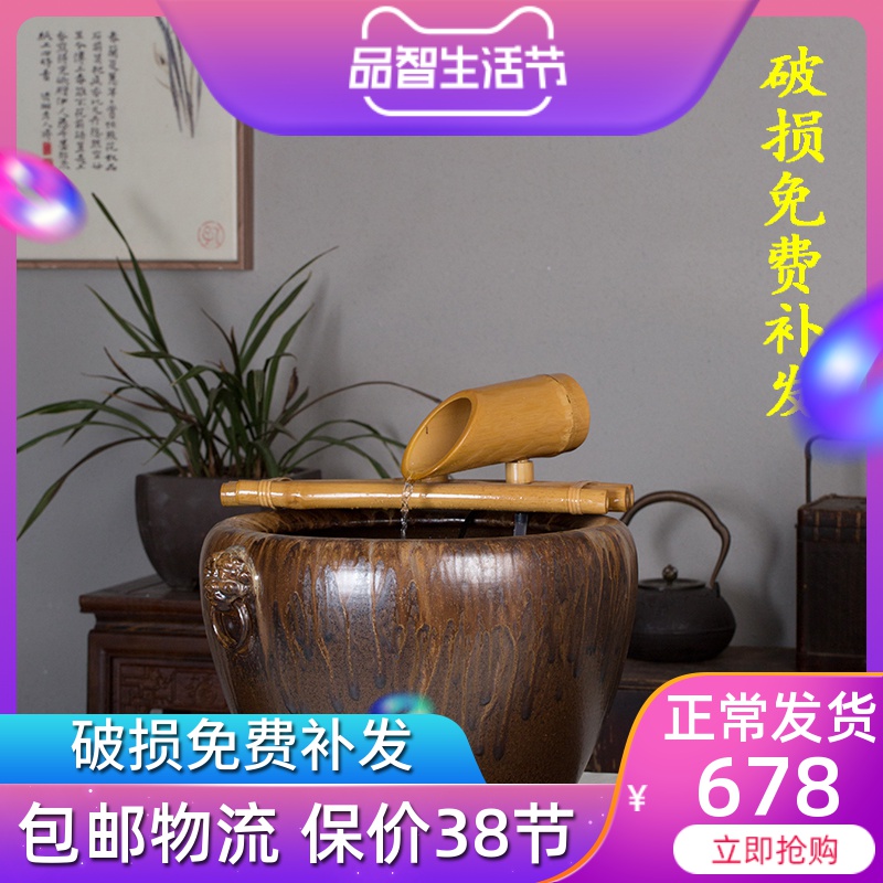 Jingdezhen ceramic aquarium water fountain aerobic koi fish bowl large a goldfish bowl bowl lotus lotus cylinder cylinder