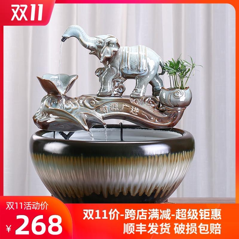 Creative lucky desktop office sitting room circulating water restoring ancient ways furnishing articles and ceramic goldfish bowl landscape fish trimmings