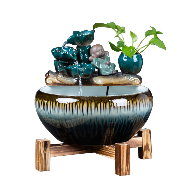 Ceramic aquarium small home sitting room aquarium desktop furnishing articles of Chinese style water loop filter goldfish bowl fish bowl