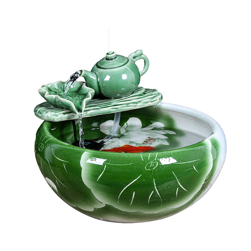 Jingdezhen ceramic aquarium desktop fountain water tank sitting room home small feng shui plutus aquarium fish bowl