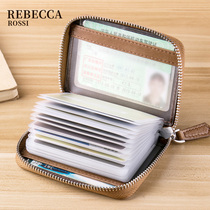 Large-capacity anti-theft credit card bag mens leather multi-card small card bag ultra-thin card sleeve clip female simple retro