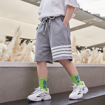 Boys summer sweatpants childrens gray Foreign five-point pants in the big boy 2021 New wear pants Cotton