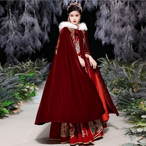 Xiuhe suit cloak coat coat female winter red long shawl wedding shawl thick warm hooded