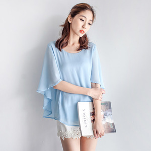 圆领修身斗篷披肩蝙蝠袖衬衫