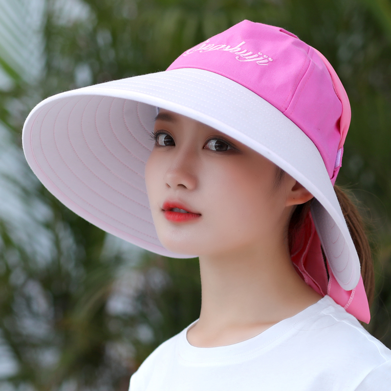 户外遮阳帽女夏季韩版休闲百搭出游大沿防晒帽防紫外线遮脸太阳帽