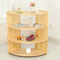 Montessori teaching aids storage rack kindergarten solid wood toy rack childrens bookshelf finishing rack wooden storage rack area corner cabinet