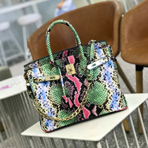 High quality womens bag color python leather pattern spoof platinum bag front layer cowhide soft leather handbag genuine leather chain bag