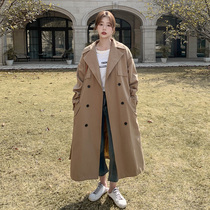 2021 new autumn khaki trench coat Womens Spring and Autumn long Korean version of loose versatile small man coat