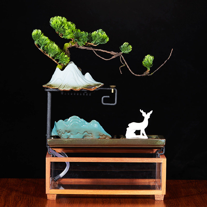 雾化加湿水景造雾器假山鱼缸景观鱼盆水雾起雾流水器养鱼盆景摆件