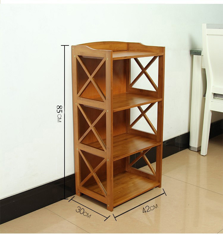 储物架柜书柜组合多层柜收纳子楠竹 书架 加厚小装饰柜三层置物架