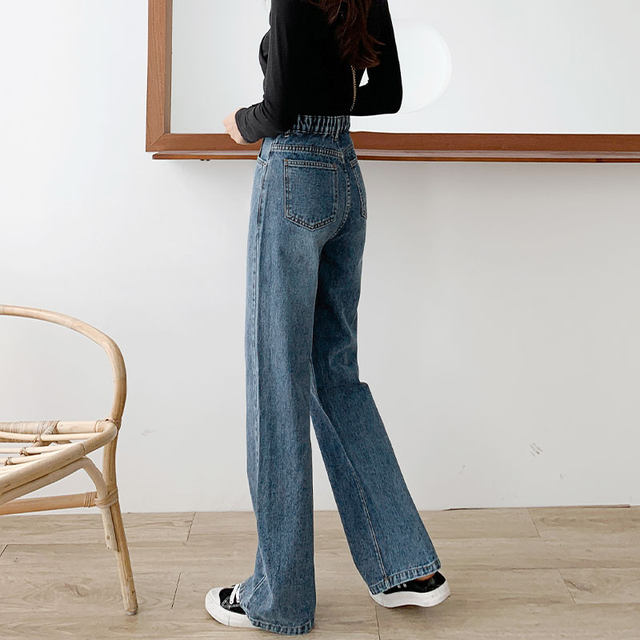 Jeans female straight loose loose mottled thin elegant spring 2020 new wild wide leg pants high waist drape Jeans female straight loose loose mottled thin elegant spring 2020 new wild wide leg pants high waist drape