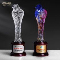 Zhuohe five-pointed star torch crystal trophy custom-made creative color design competition Company award souvenir