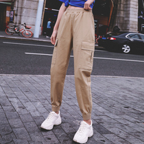 Summer thin womens pants 2021 new summer straight tube high waist overalls loose bf bunched radish handsome and thin