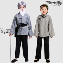 Childrens stage drama performance costume role play Grandpa old woman costume sketch Village girl farmer play