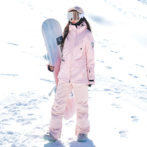 New Tide Ski Suit Woman South Korea Single Double Board Windproof Waterproof Warm Clip Cotton Outdoor Thickened Ski Suit Pants Women Suit