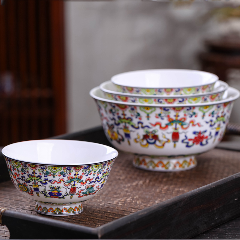 Jingdezhen ceramic Chinese style restoring ancient ways is the life of the dishes suit tall ceramic bowl chopsticks home to eat small bowl single plate