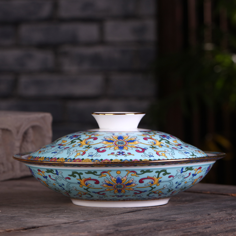 Jingdezhen porcelain ipads son home hotel creative combination of Chinese ceramic dish dribbling lid plate 8 inch combiner