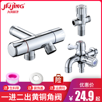 One-in-two-out bicorn valve full copper three-test valve toilet partner water dispenser chowder faucet switch valve