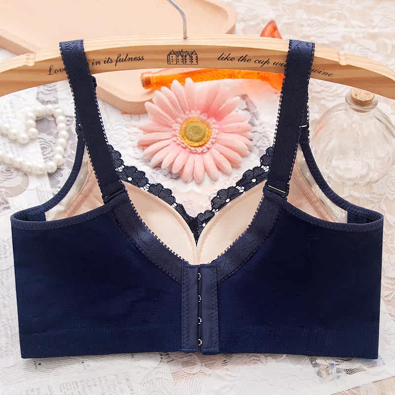 内衣女加厚聚拢小胸调整型休闲上托胸罩性感蕾丝收副乳无钢圈文胸
