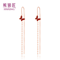 Silver Bear Silversmith 925 Silver Butterfly Earrings 2020 New Tide Korean Temperament Female Earrings Long net Red Premium