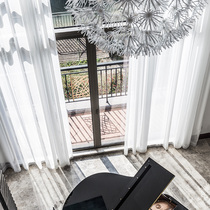 Lightweight and elegant white curtain simple modern light luxury custom villa high window bedroom living room floor curtain window screen