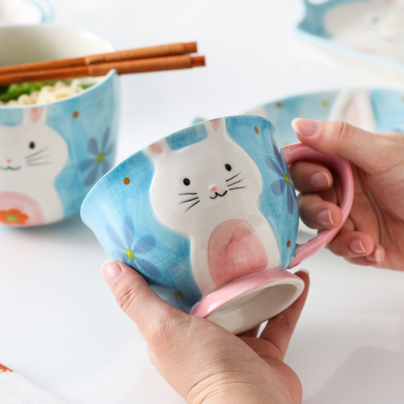 European express cartoon under glaze color ceramic keller cup cup milk coffee cup picking breakfast cup web celebrity